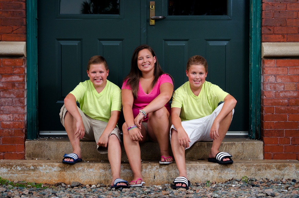 Family_Photographer_Plant_City (7) triplets on steps train depot Plant City