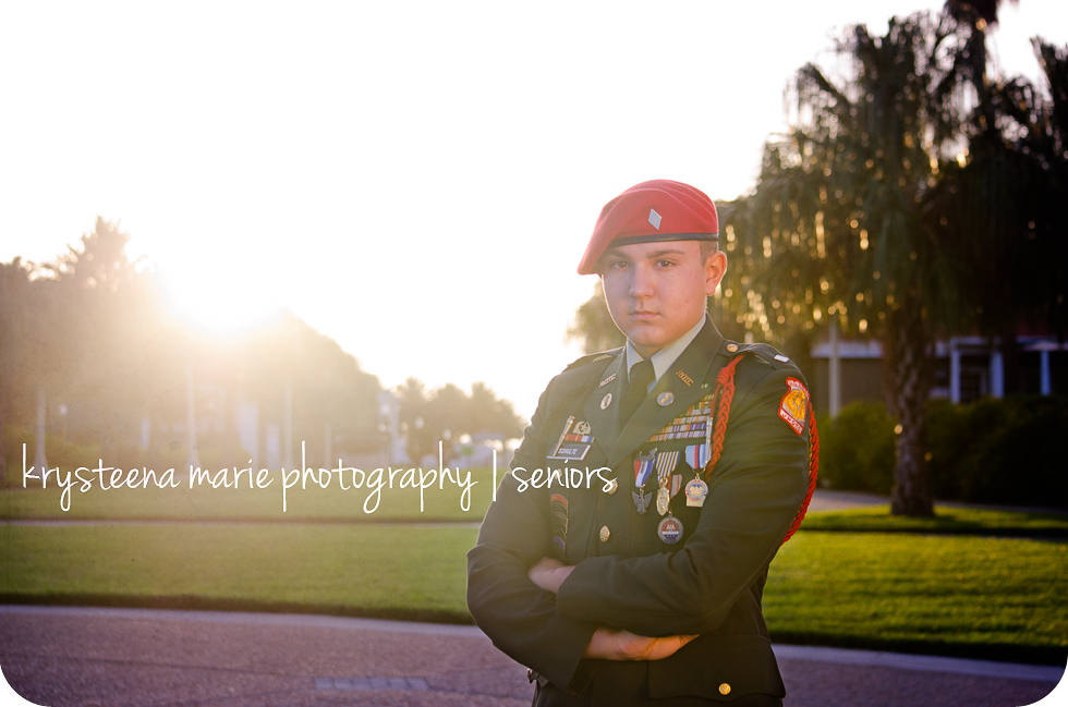 senior photo ROTC uniform morning light Plant City