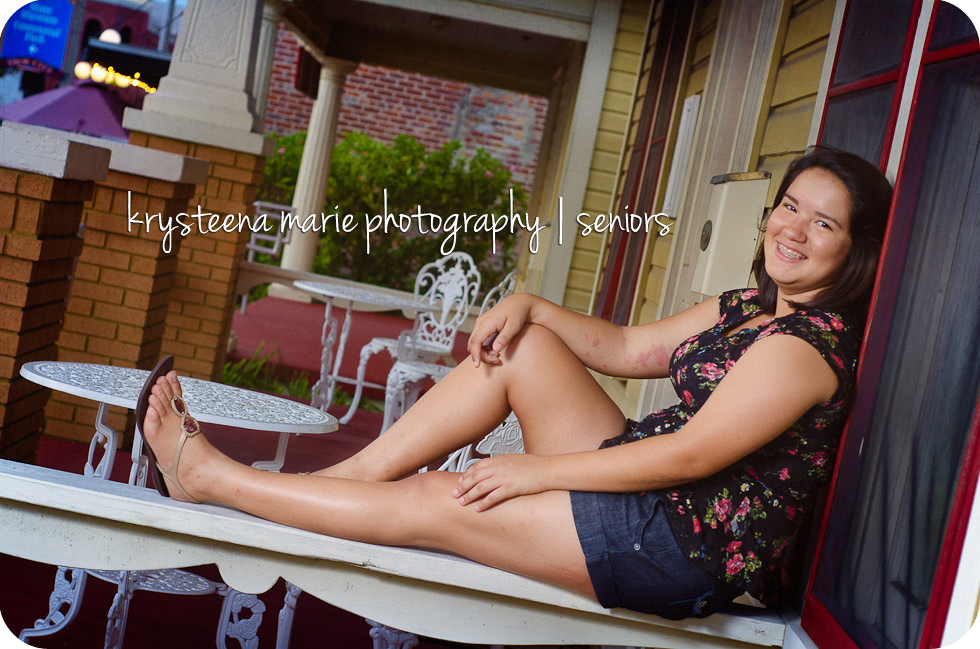 senior portrait girl sitting on porch