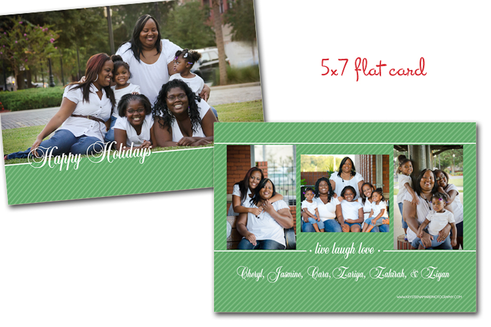 Custom holiday card Happy Holidays green 5x7 Plant City photographer