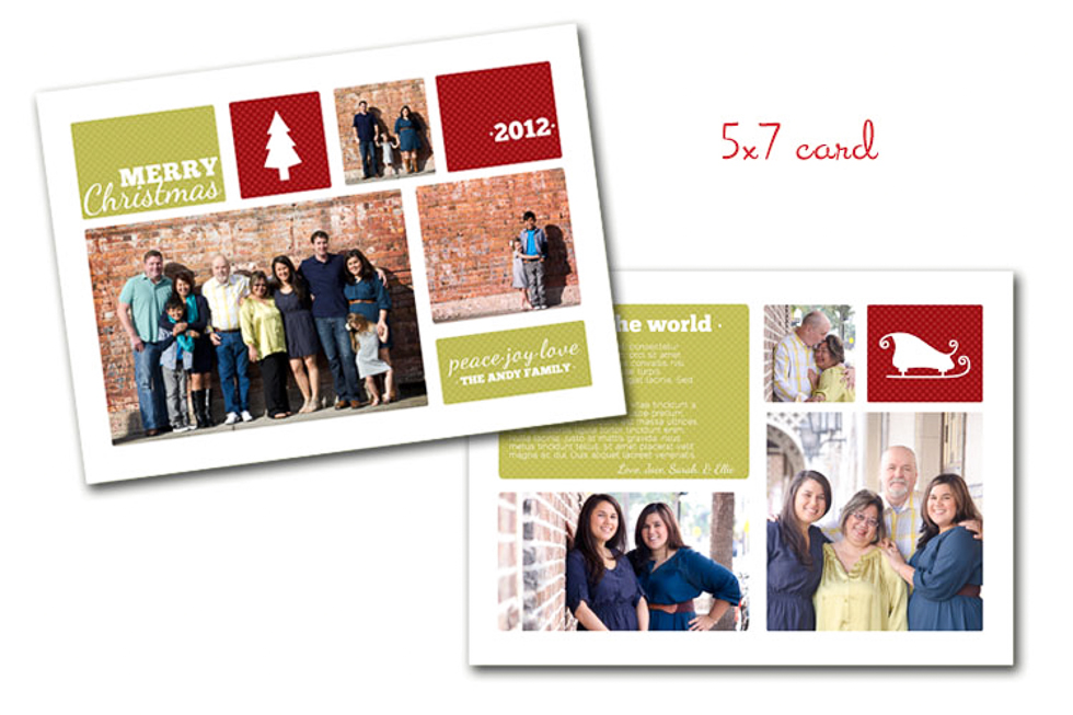 Custom Family Christmas Card 5x7 red and green Plant City Photographer